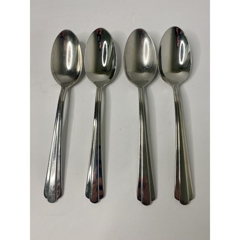 Hampton Silversmiths CENTRAL 8" Oval Place Soup Spoons 18/10 Stainless Lot 4 #2